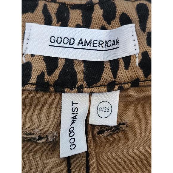 Good American NWT Jeans Tan Good Waist Cheetah Leopard Print Size 8/29 Stretch - Picture 5 of 6